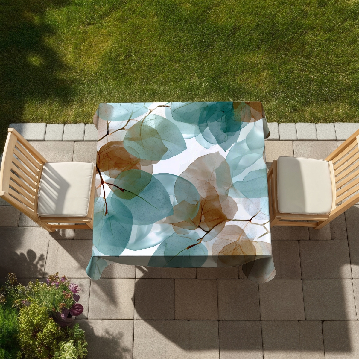Picture of Conscious Sales C1TC5858T74MD6 58 x 58 in. Translucent Leaves Tablecloth - Brown Indoor & Outdoor Decor