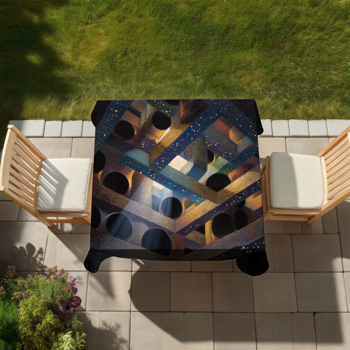 Picture of Conscious Sales C1TC5858TQNIDM 58 x 58 in. Pipe Dream White Indoor & Outdoor Tablecloth for Home Decor