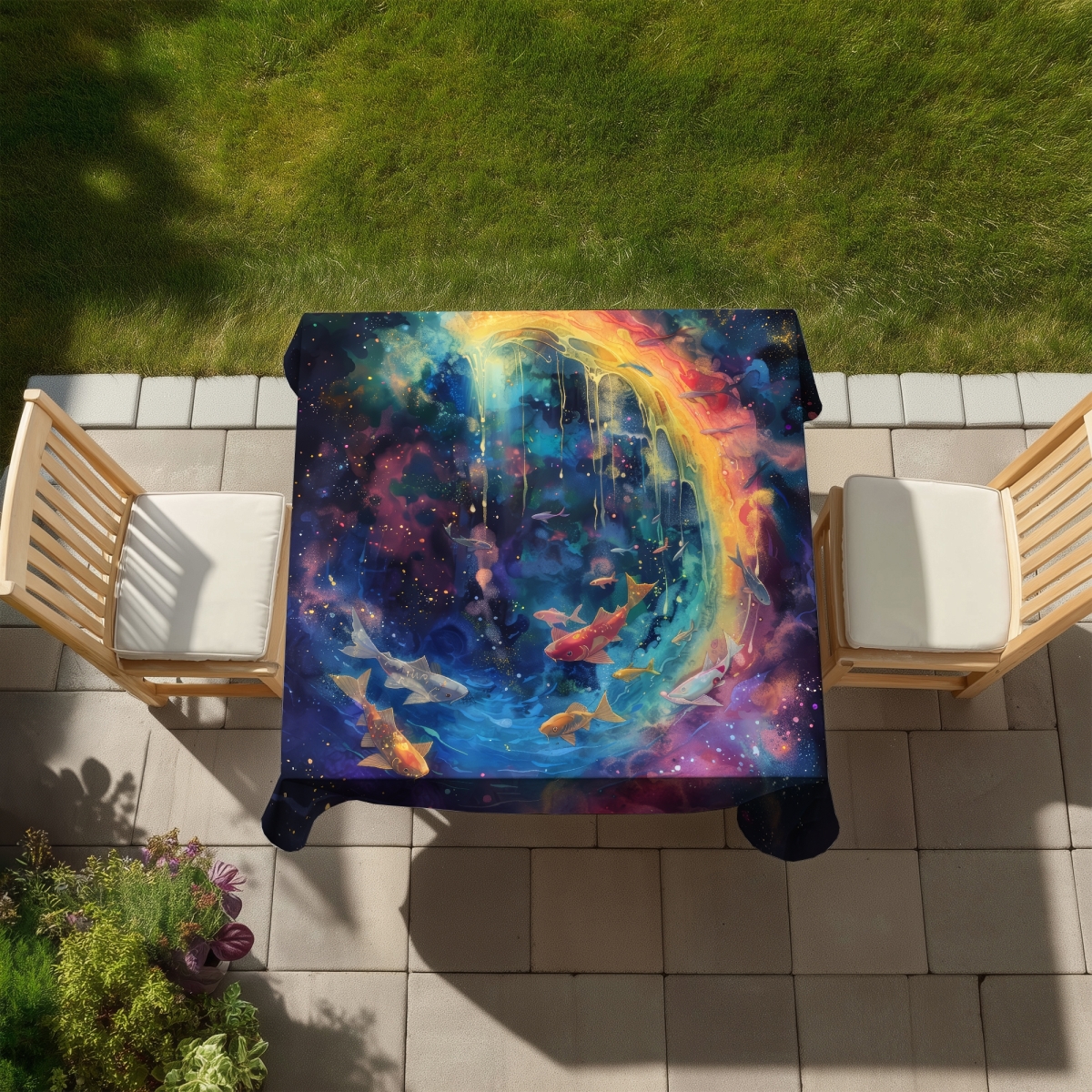 Picture of Conscious Sales C1TC5858VI0WWL 58 x 58 in. Milky Wave Black Indoor & Outdoor Tablecloth for Home Decor