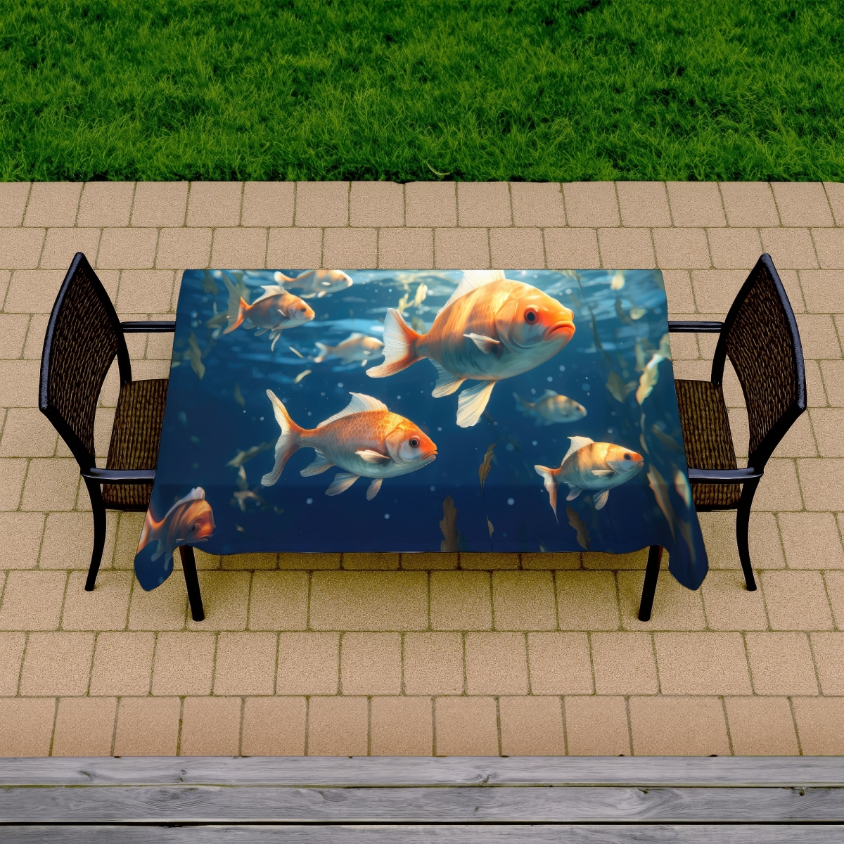 Picture of Conscious Sales C1TCLRGE23RDH3 58 x 102 in. Free Flow Blue Indoor & Outdoor Tablecloth for Home Decor