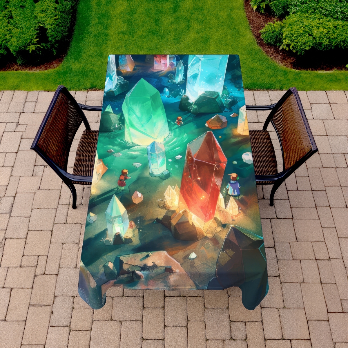 Picture of Conscious Sales C1TCLRGE2XIJLQ 58 x 102 in. The Quest Turquoise Indoor & Outdoor Tablecloth - Home Decor