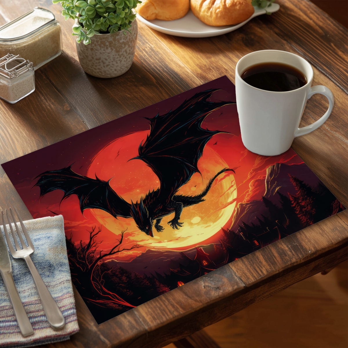 Picture of Conscious Sales C6PP1418XUW7IF 14 x 18 in. The Dragons Wrath Polyester Placemat - Stylish