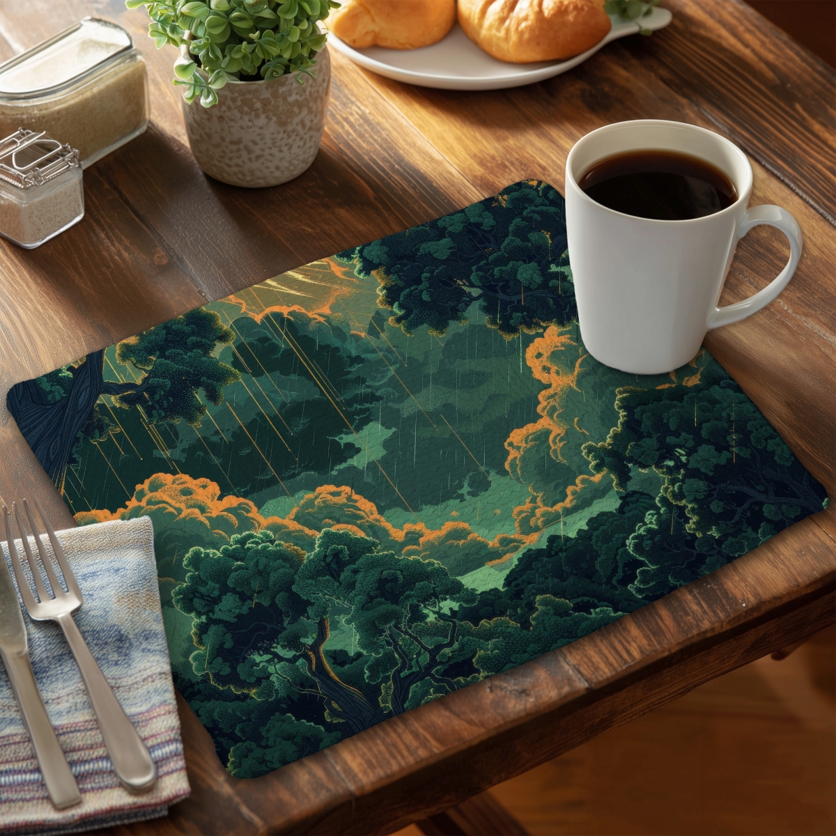 Picture of Conscious Sales CBPM1418422PDJ 14 x 18 in. Drops Green Braided Polyester Placemat for Home Decor