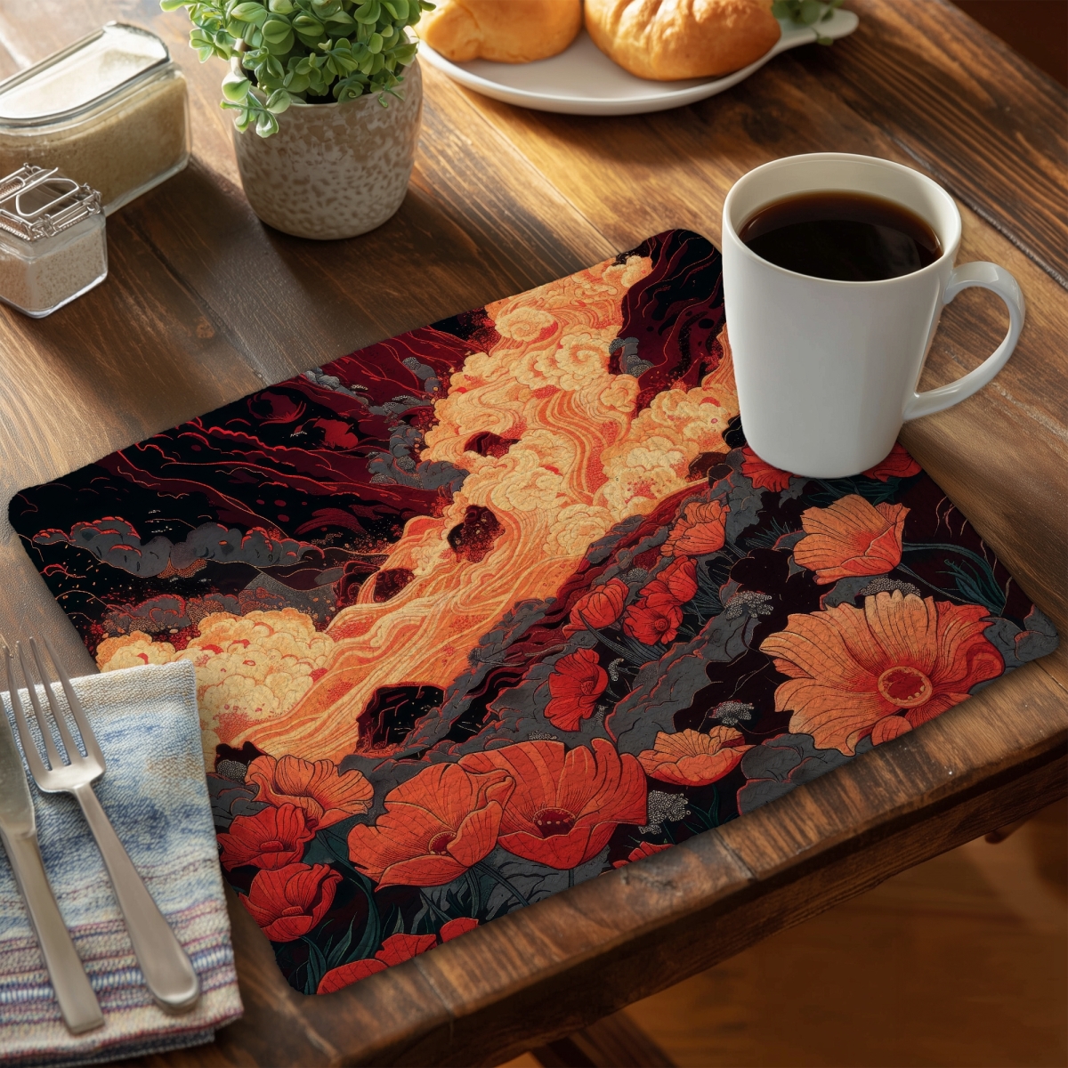 CBPM141848NKYB 14 x 18 in. The Big Burn - Orange Braided Polyester Placemat - Decor