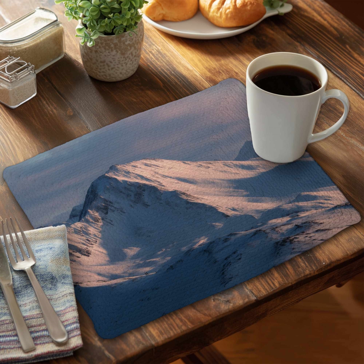 Picture of Conscious Sales CBPM1418KORLRL 14 x 18 in. Icy Peaks Blue Braided Polyester Placemat - Decor Essentials
