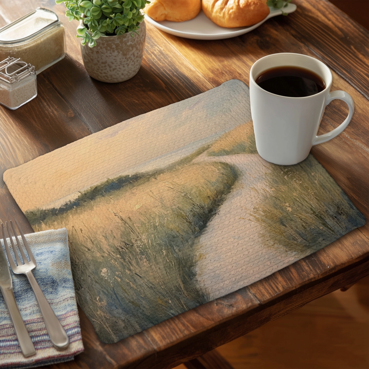 Picture of Conscious Sales CBPM1418NGS1GC 14 x 18 in. Soft Breeze Gray Braided Polyester Placemat for Home Decor