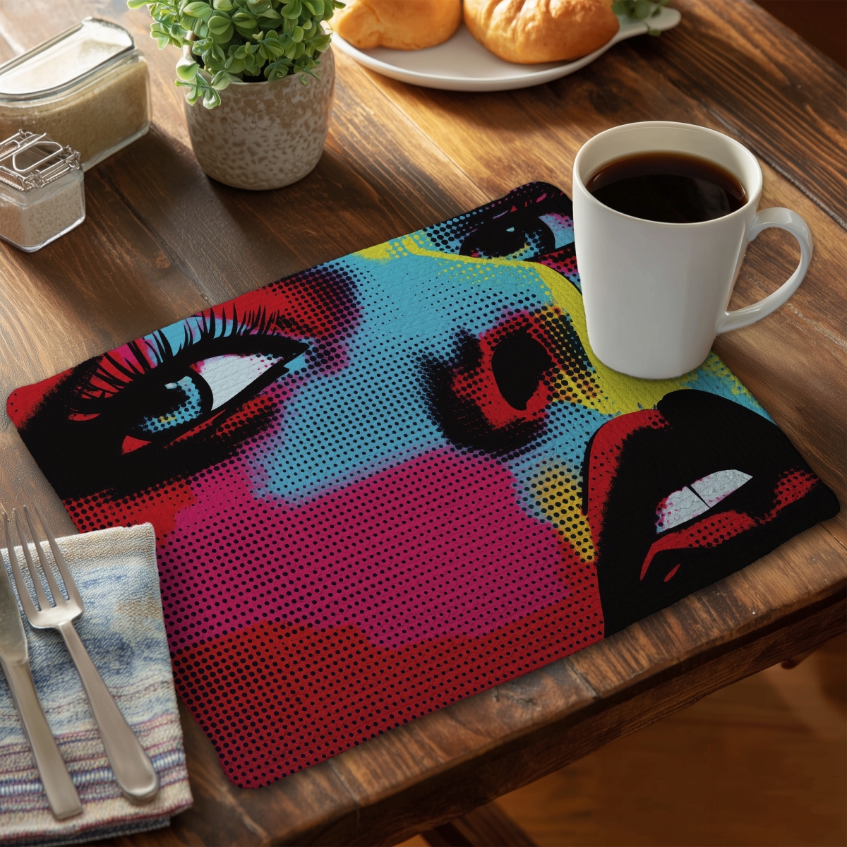 Picture of Conscious Sales CBPM1418TUKE0Q 14 x 18 in. Comics Black Braided Polyester Placemat for Home Decor