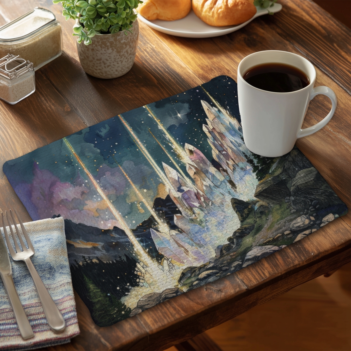 Picture of Conscious Sales CBPM1418VNPAUJ 14 x 18 in. Magical Beams Green Braided Polyester Placemat