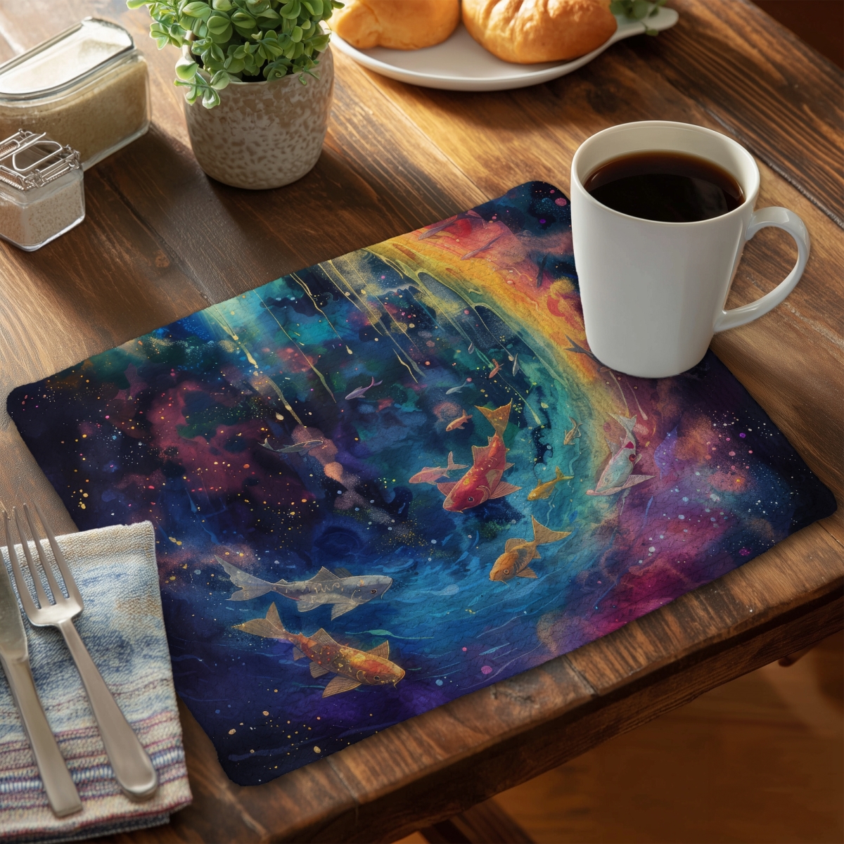 Picture of Conscious Sales CBPM1418Z3A1AG 14 x 18 in. Milky Wave Black Braided Polyester Placemat for Home Decor