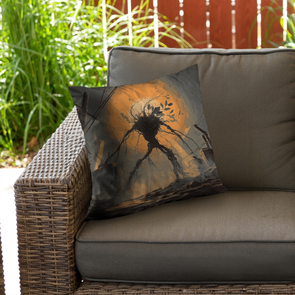 Concius Sales C1PO2020L96USI 20 x 20 in. Final Warning Orange Outdoor Throw Pillow - Decor Accent - Insert Included
