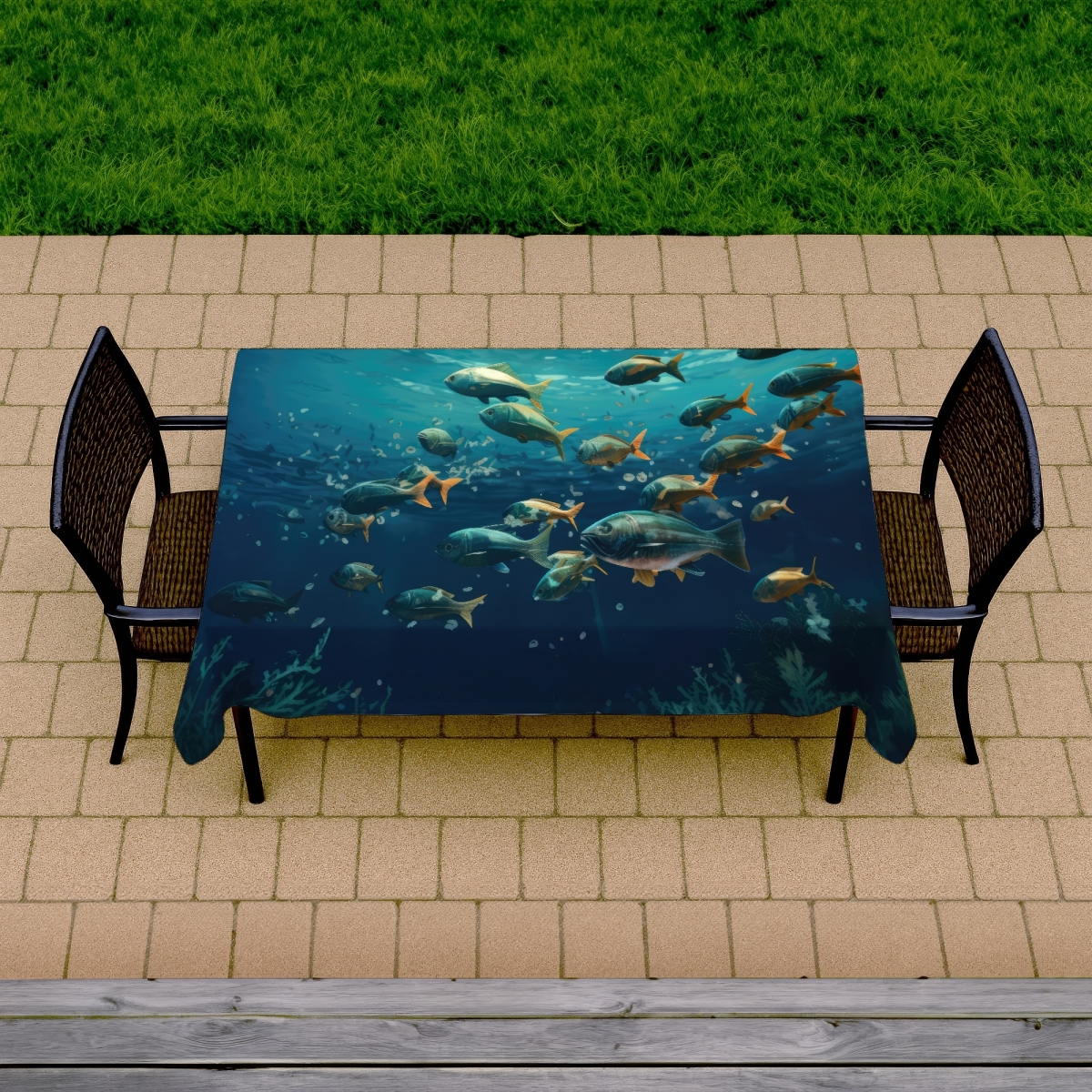 Picture of Conscious Sales C1TCLRGE4GT1Q1 58 x 102 in. Shallow Swim Beige Indoor & Outdoor Tablecloth for Home Decor
