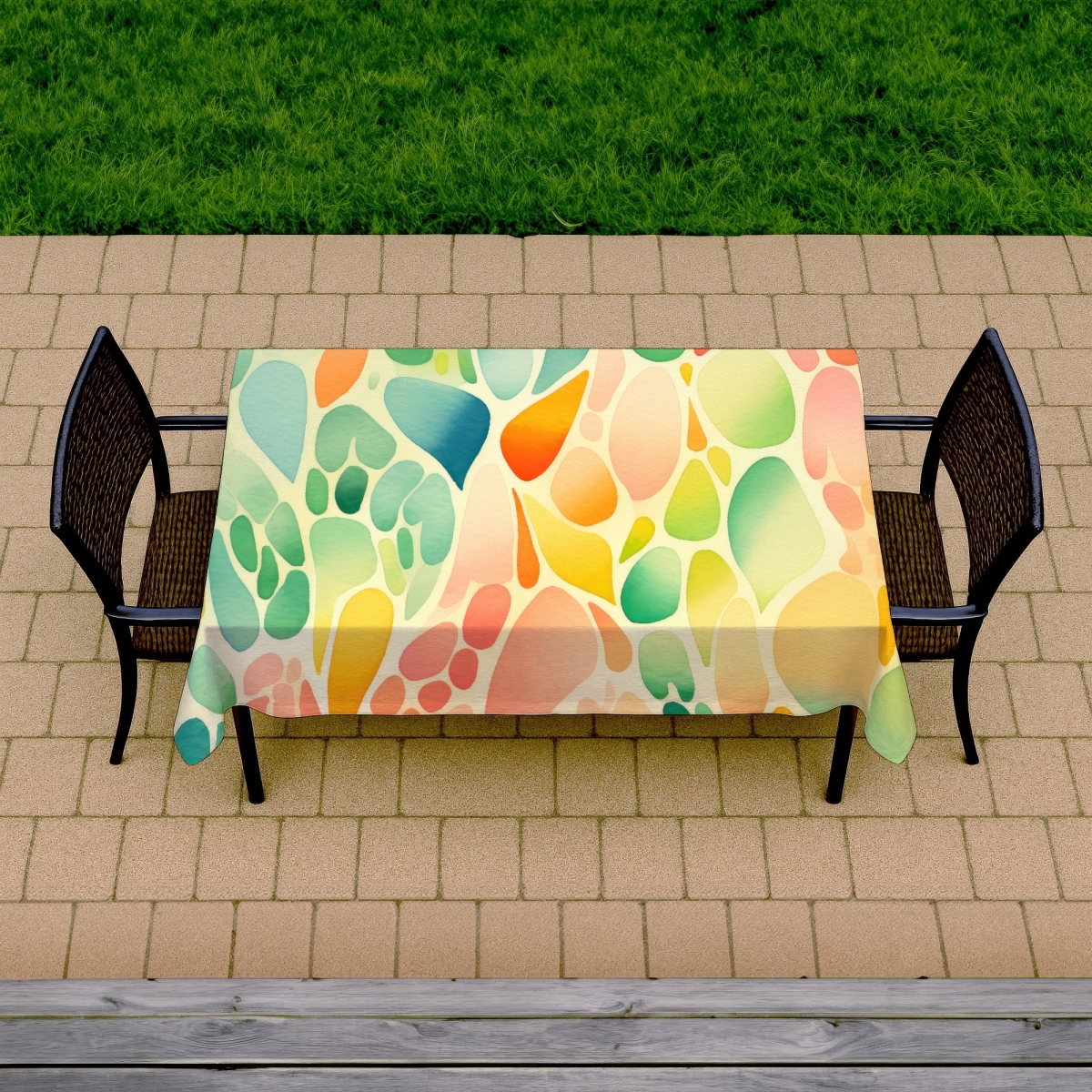 Picture of Conscious Sales C1TCLRGE67VVWF 58 x 102 in. Organic Fruits Tablecloth - Turquoise Indoor & Outdoor Decor