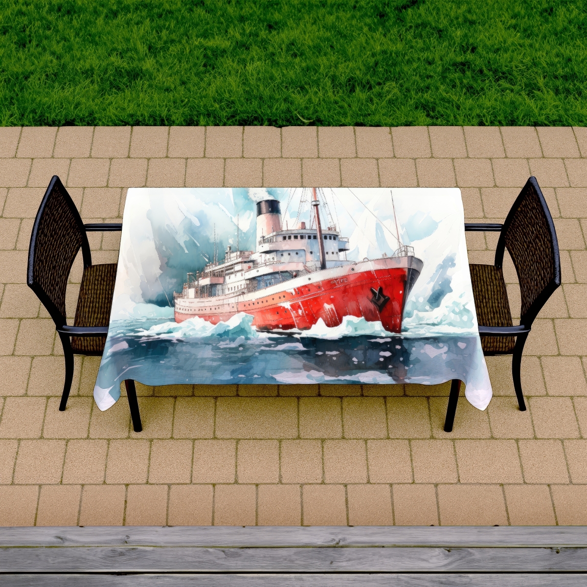Picture of Conscious Sales C1TCLRGEAKVI2R 58 x 102 in. Icebreaker White Tablecloth - Indoor & Outdoor Home Decor