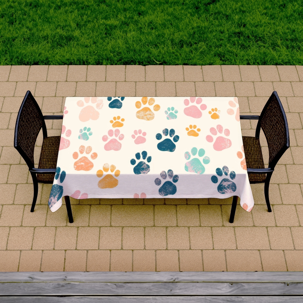 Picture of Conscious Sales C1TCLRGECV7HHP 58 x 102 in. Cute Paws Pink Indoor & Outdoor Tablecloth for Home Decor