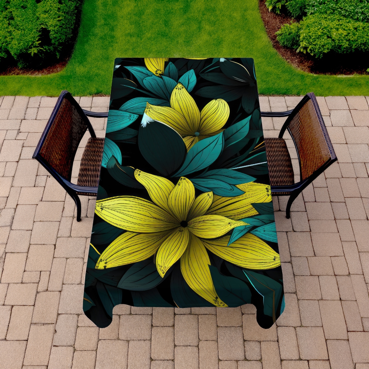 Picture of Conscious Sales C1TCLRGEFFIL8A 58 x 102 in. Potent Turquoise Indoor & Outdoor Tablecloth for Home Decor