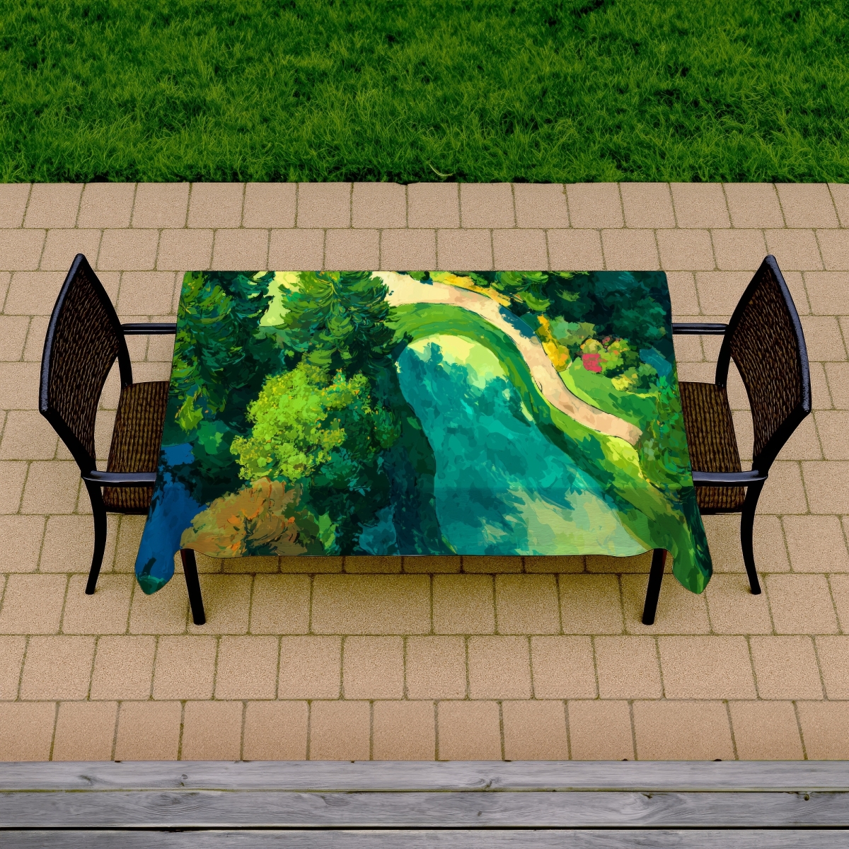 Picture of Conscious Sales C1TCLRGEHU9PEO 58 x 102 in. Peaceful Course - Trees Man Cave Indoor & Outdoor Tablecloth