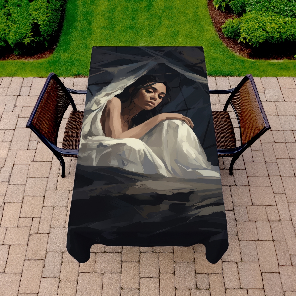 Picture of Conscious Sales C1TCLRGEI7VJS0 58 x 102 in. Cocooned Black Indoor & Outdoor Tablecloth for Home Decor