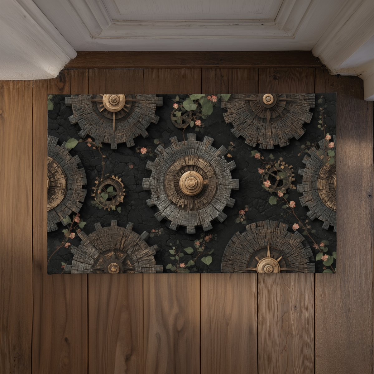 CODM2134JXI2I3 21 x 34 in. Cog Pattern Gray Indoor & Outdoor Door Mat - Home Decor Accent