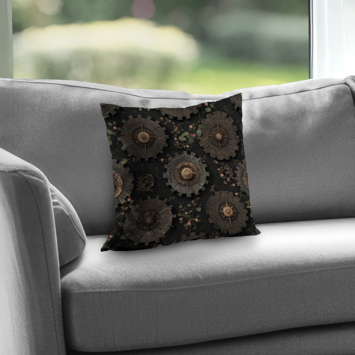 Concius Sales C1PT141496TOKO 14 x 14 in. Cog pattern poly twill throw pillow - stylish home decor - Insert Included