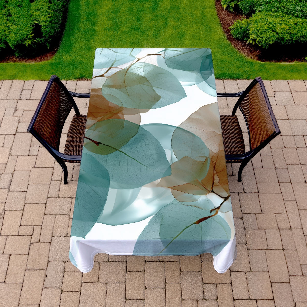 Picture of Conscious Sales C1TCLRGEL28DQ4 58 x 102 in. Translucent Leaves Brown Tablecloth - Indoor & Outdoor Decor