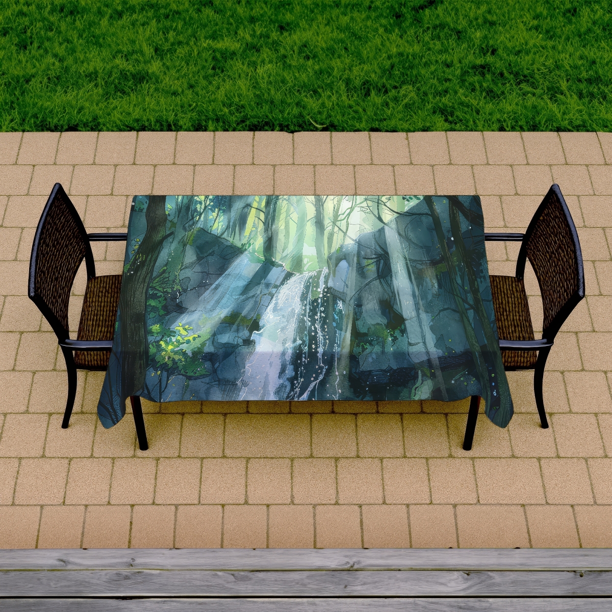 Picture of Conscious Sales C1TCLRGEOM2AXJ 58 x 102 in. Sleeping Fall Blue Indoor & Outdoor Tablecloth - Home Decor