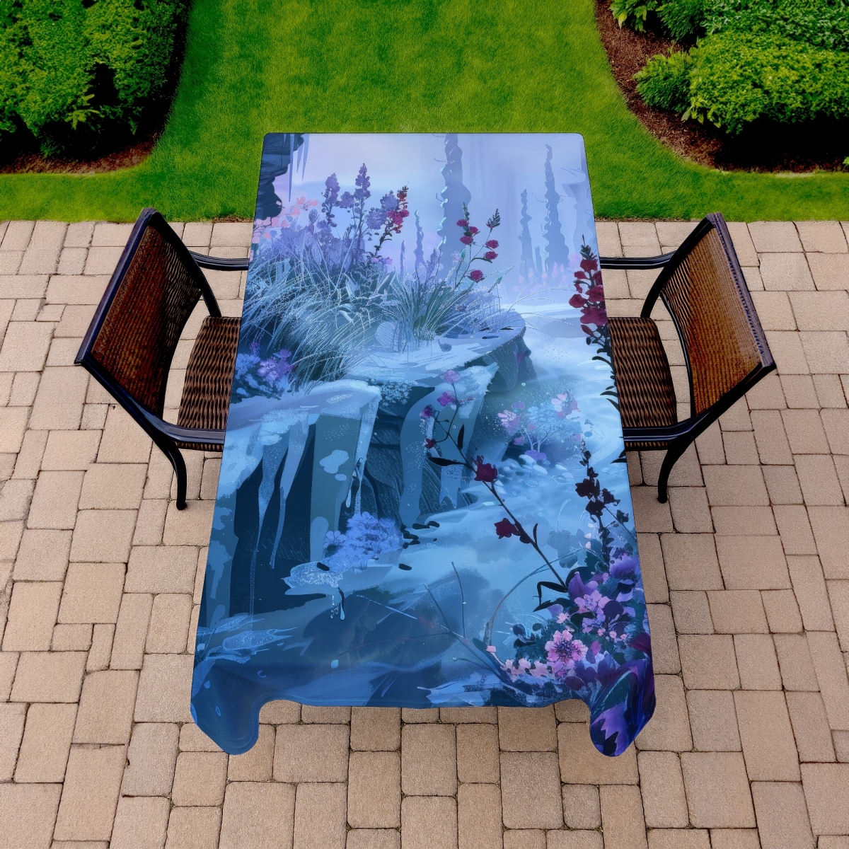 Picture of Conscious Sales C1TCLRGEUKEPAY 58 x 102 in. Valley of Ice Gray Indoor & Outdoor Tablecloth for Home Decor
