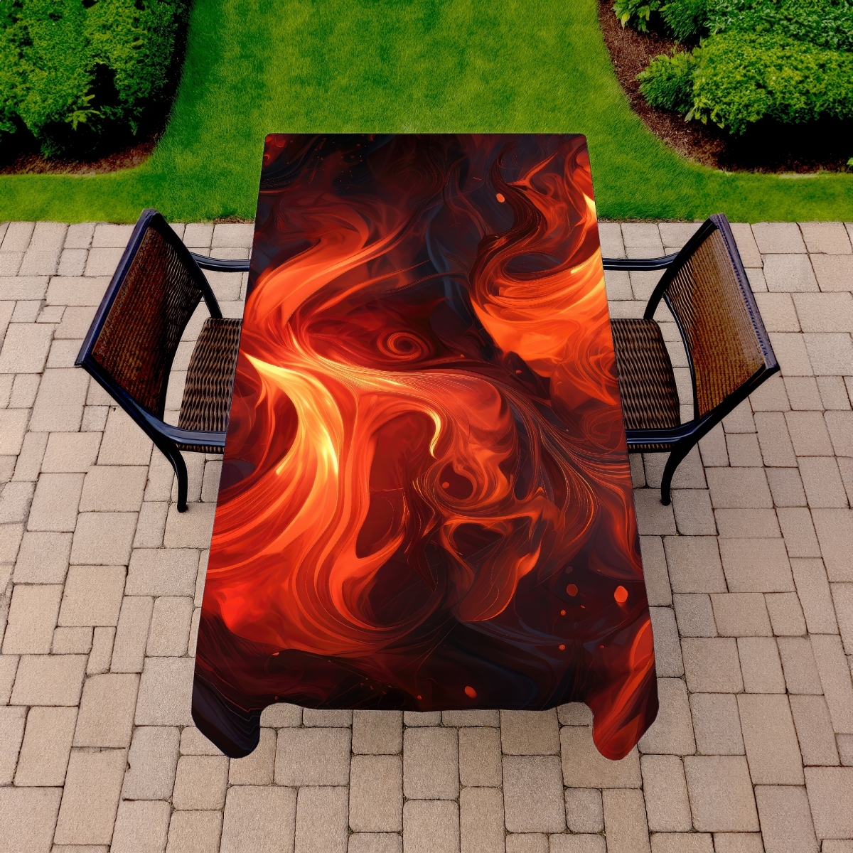 Picture of Conscious Sales C1TCLRGEVH6UG7 58 x 102 in. Fires of Heck - Orange Indoor & Outdoor Tablecloth