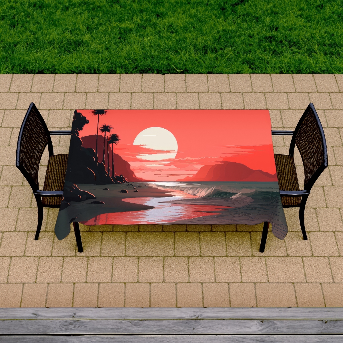 Picture of Conscious Sales C1TCLRGEVLYWYF 58 x 102 in. Blood Sun Black Indoor & Outdoor Tablecloth for Home Decor