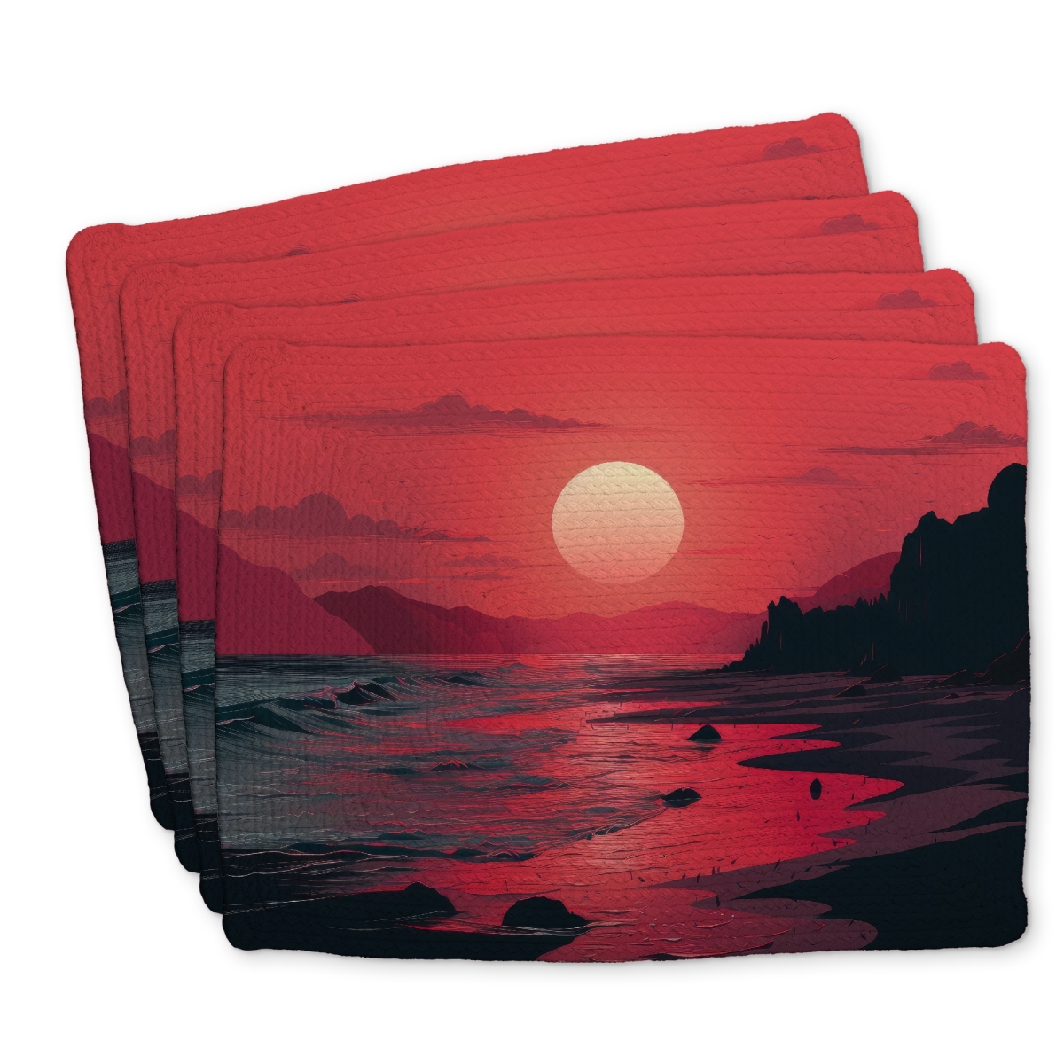 Picture of Conscious Sales C4BP14184VJGLH 14 x 18 in. Red Sky Braided Polyester Placemat - Stylish Dining