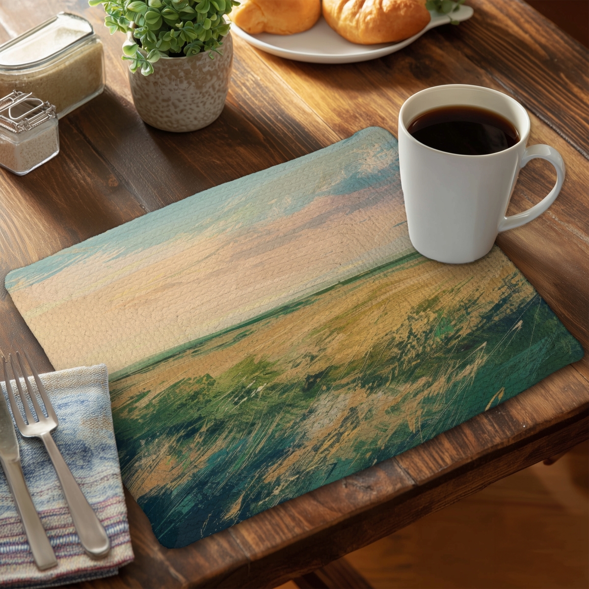 Picture of Conscious Sales C4BP1418IX6OSE 14 x 18 in. Evening in the Field Braided Polyester Placemat - Home Decor
