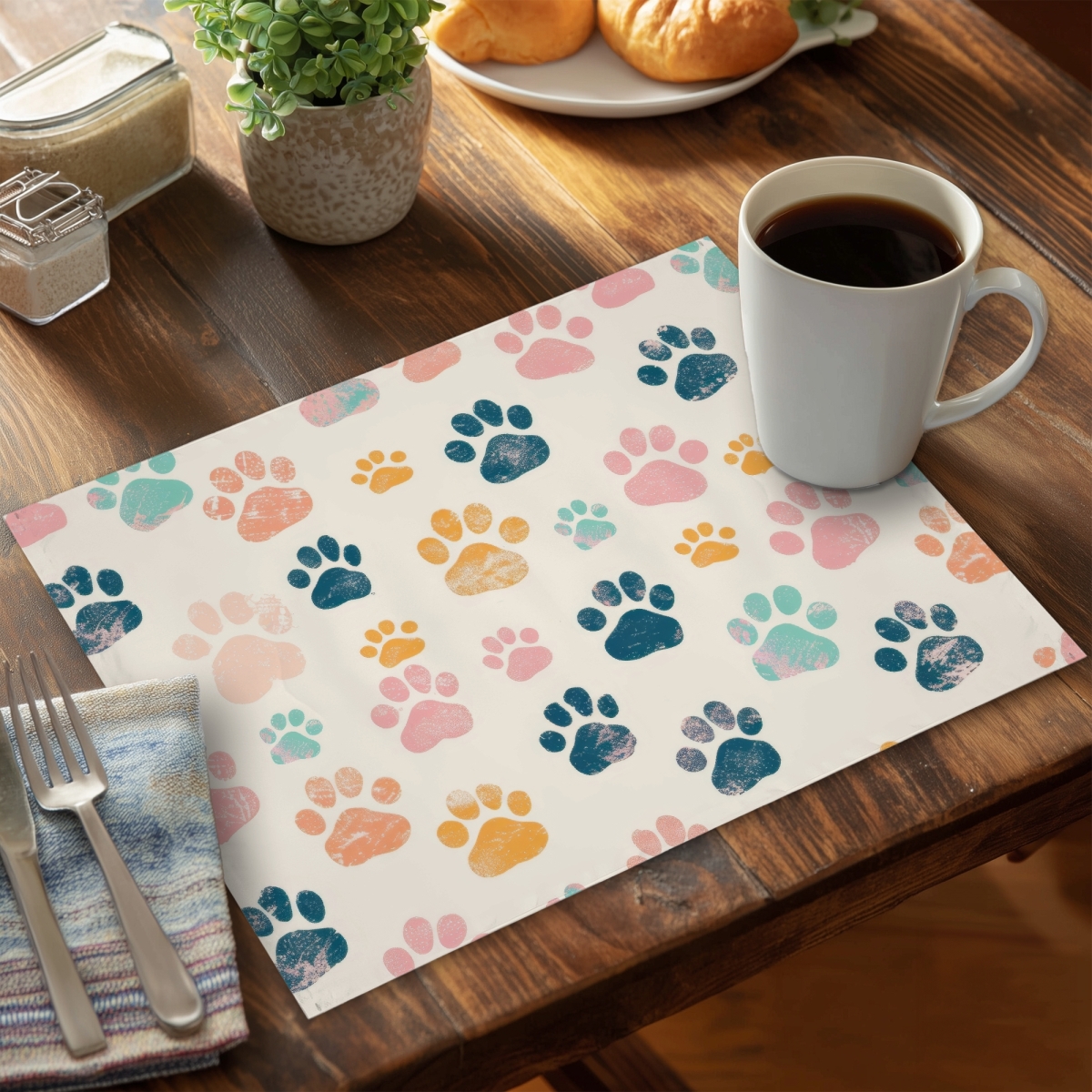 CPPM141803LTJ2 14 x 18 in. Cute Paws Blue Polyester Placemat - Stylish Design