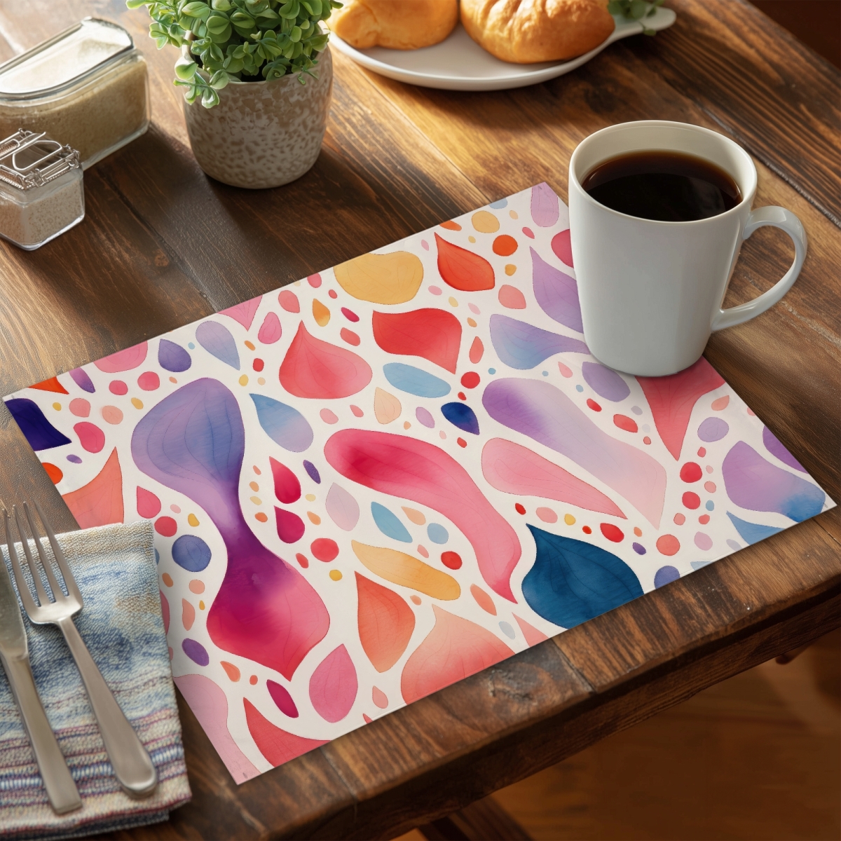 Picture of Conscious Sales CPPM14180HO07W 14 x 18 in. Splotches Red Polyester Placemat for Stylish Home Decor