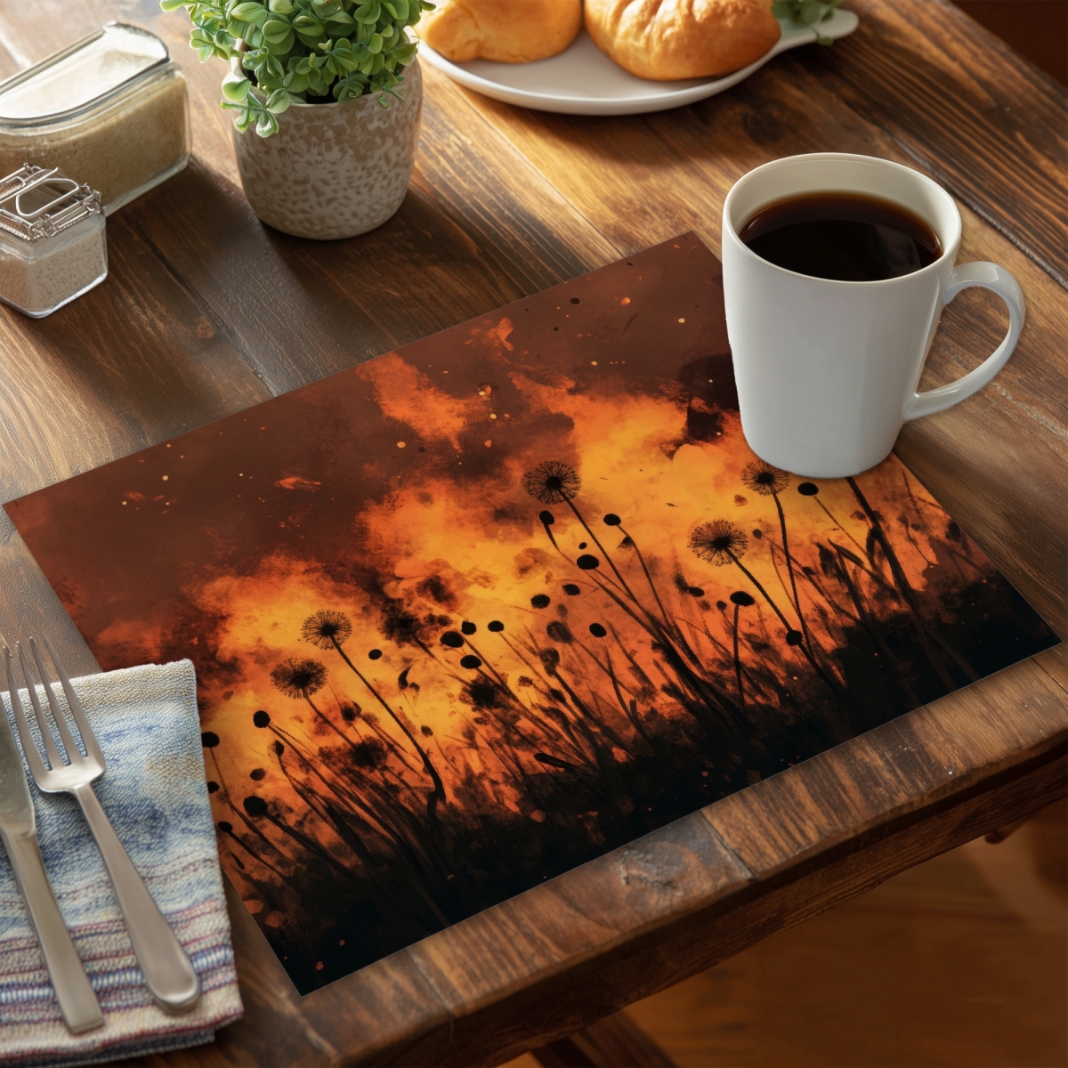 Picture of Conscious Sales CPPM14187YZP9J 14 x 18 in. Ablaze Black Polyester Placemat for Elegant Home Decor
