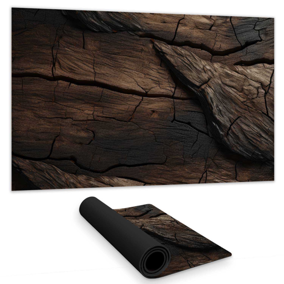 C1DM1424HG9HQX 14 x 24 in. Brown Wood Gaming Mat - Black & White Home Decor Accent