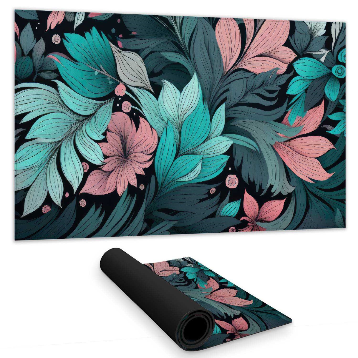 Concius Sales C1DM1424LO7THU 14 x 24 in. Neon Leaves Gaming Mat - Stylish Home Decor Desk Pad