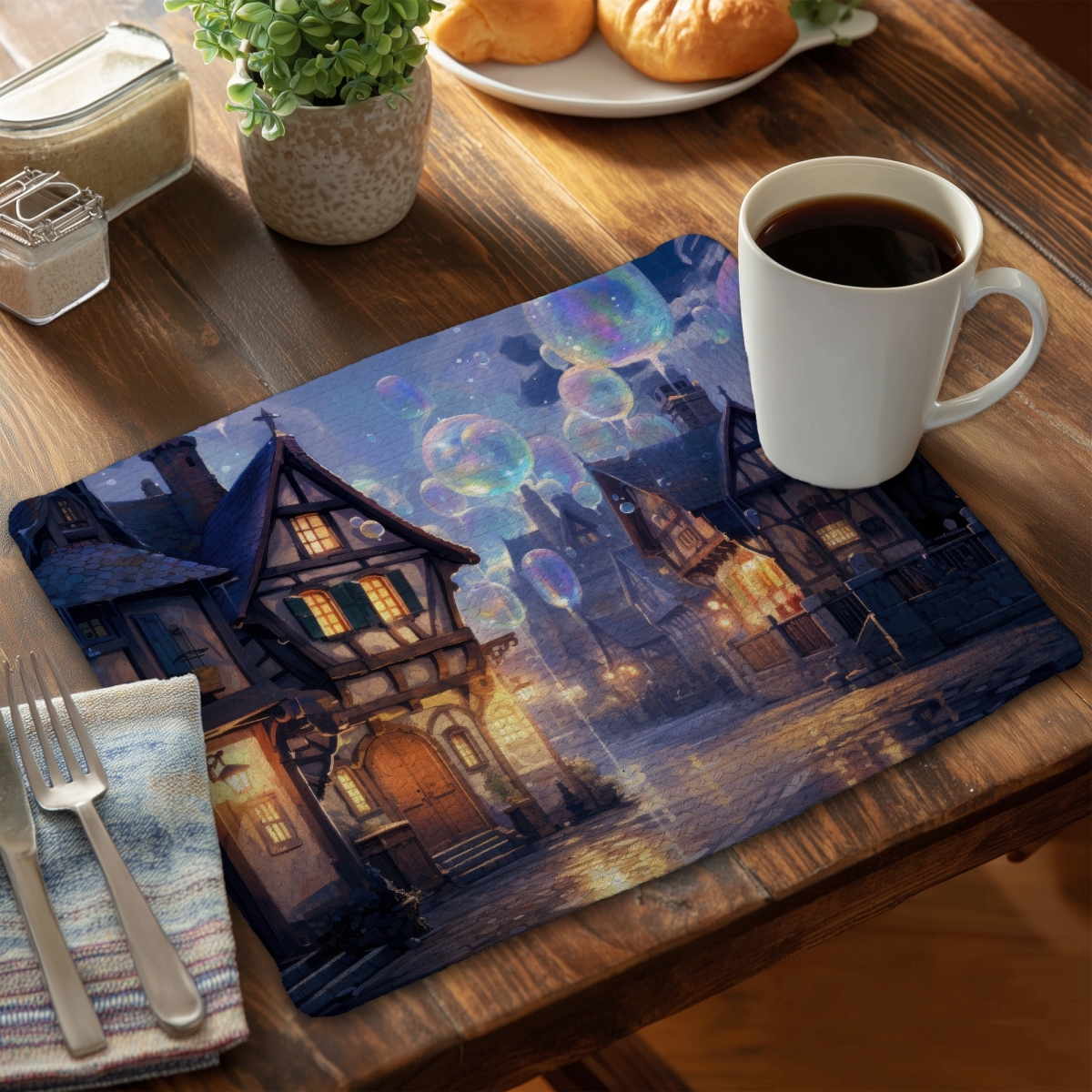 Picture of Conscious Sales C4BP1418RN6SA6 14 x 18 in. Bloopy Town - Braided Polyester Placemat for Home Decor