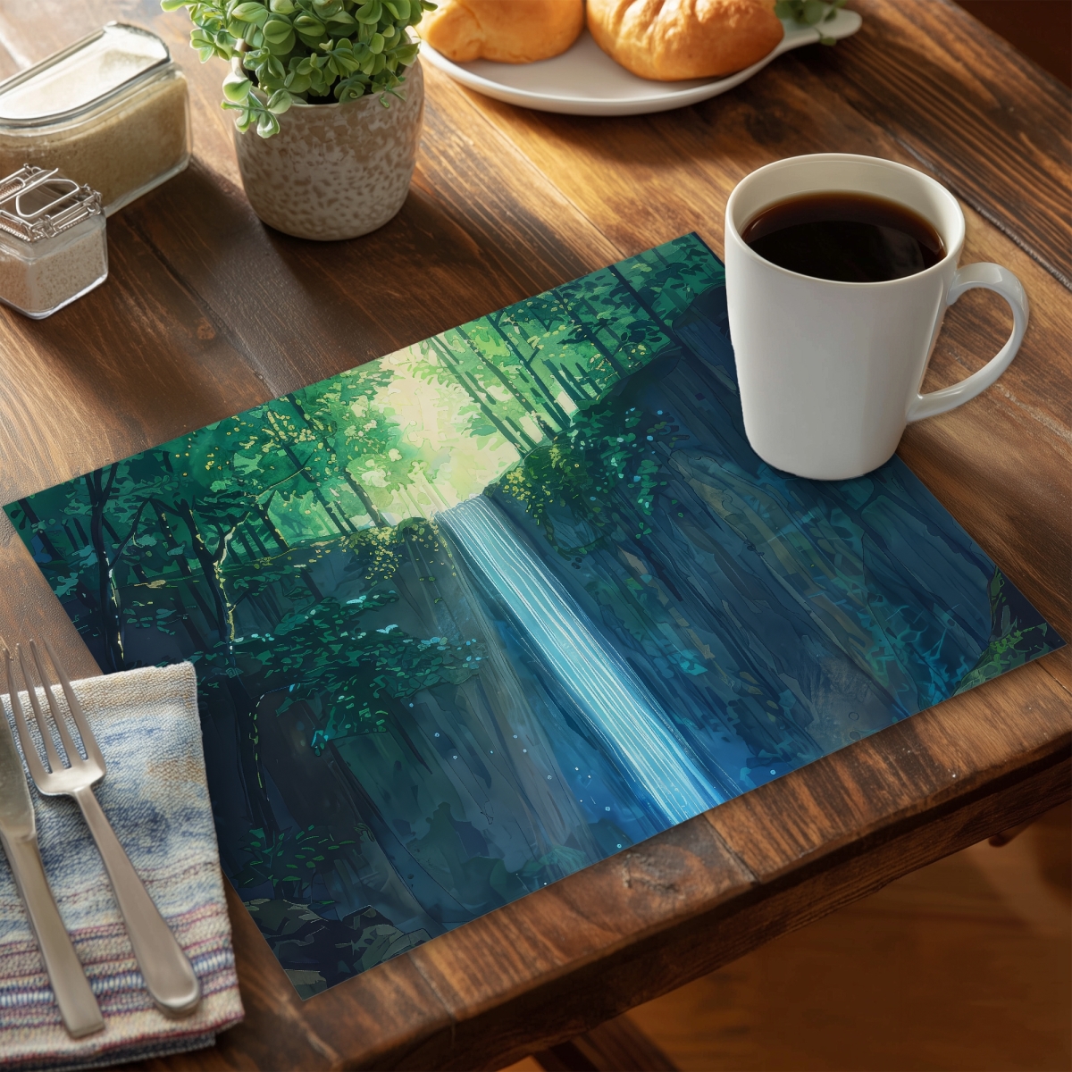 C4PP1418K8RKLT 14 x 18 in. Waterfall Polyester Placemat - Elegant Home Decor Accessory