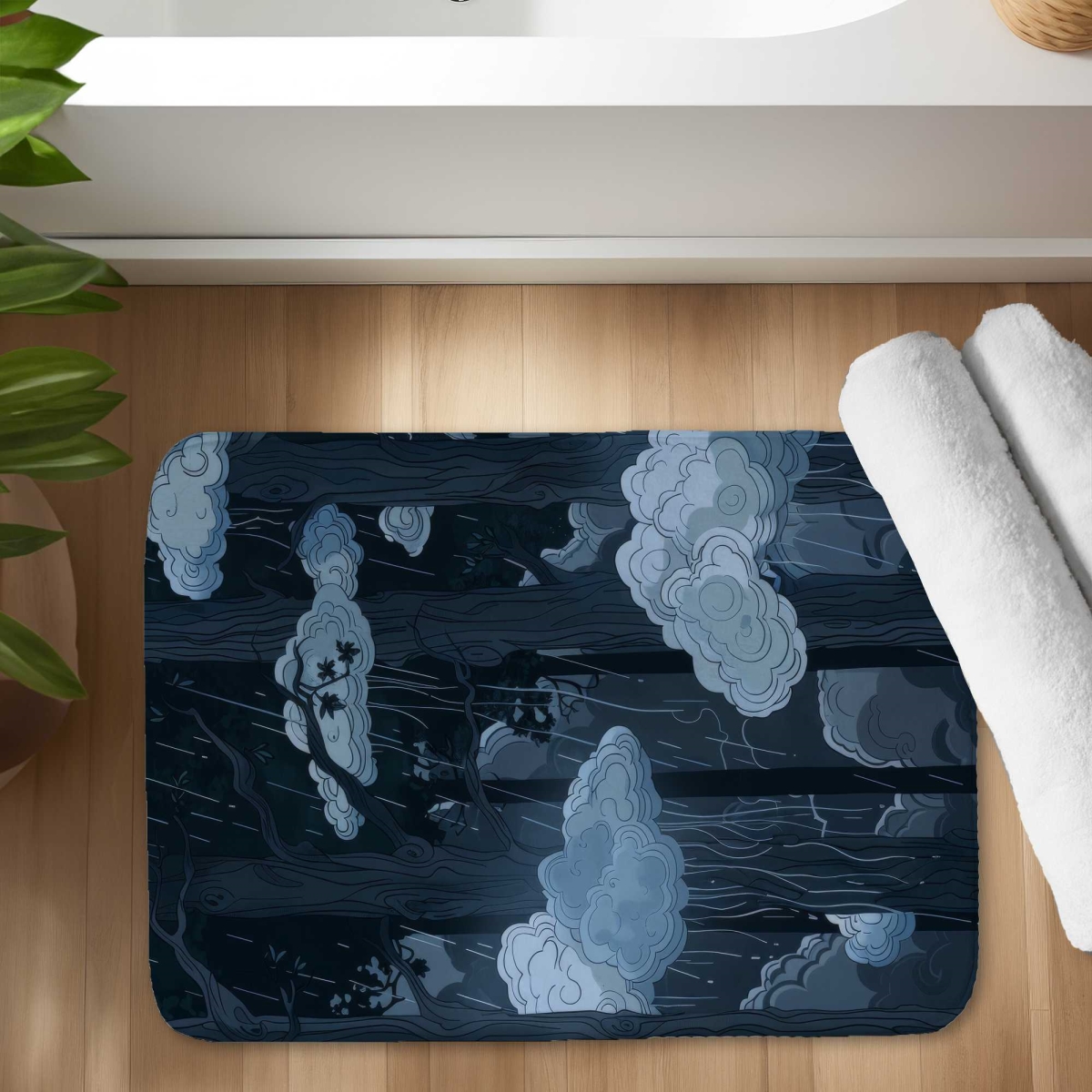 C1BM1724M3WL7W 17 x 24 in. Sneeky Clouds Gray Bath Mat - Soft Home Decor Accent