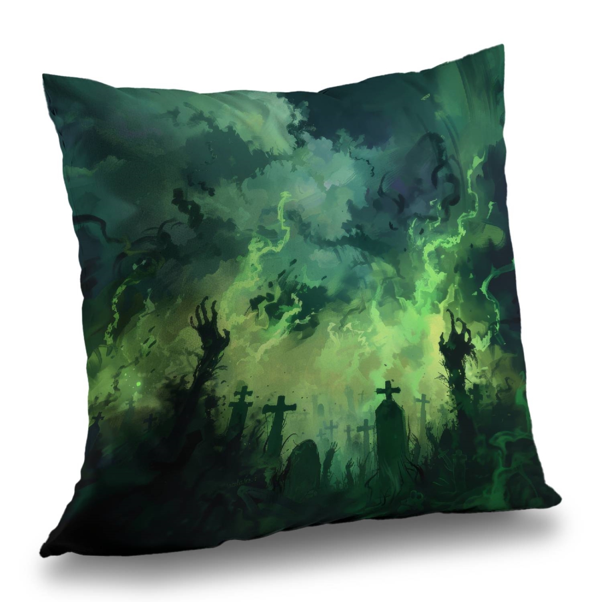 Concius Sales C1PT1414T6ZC8M 14 x 14 in. Reaching Hell Poly Twill Throw Pillow - Unique Home Decor - Insert Included