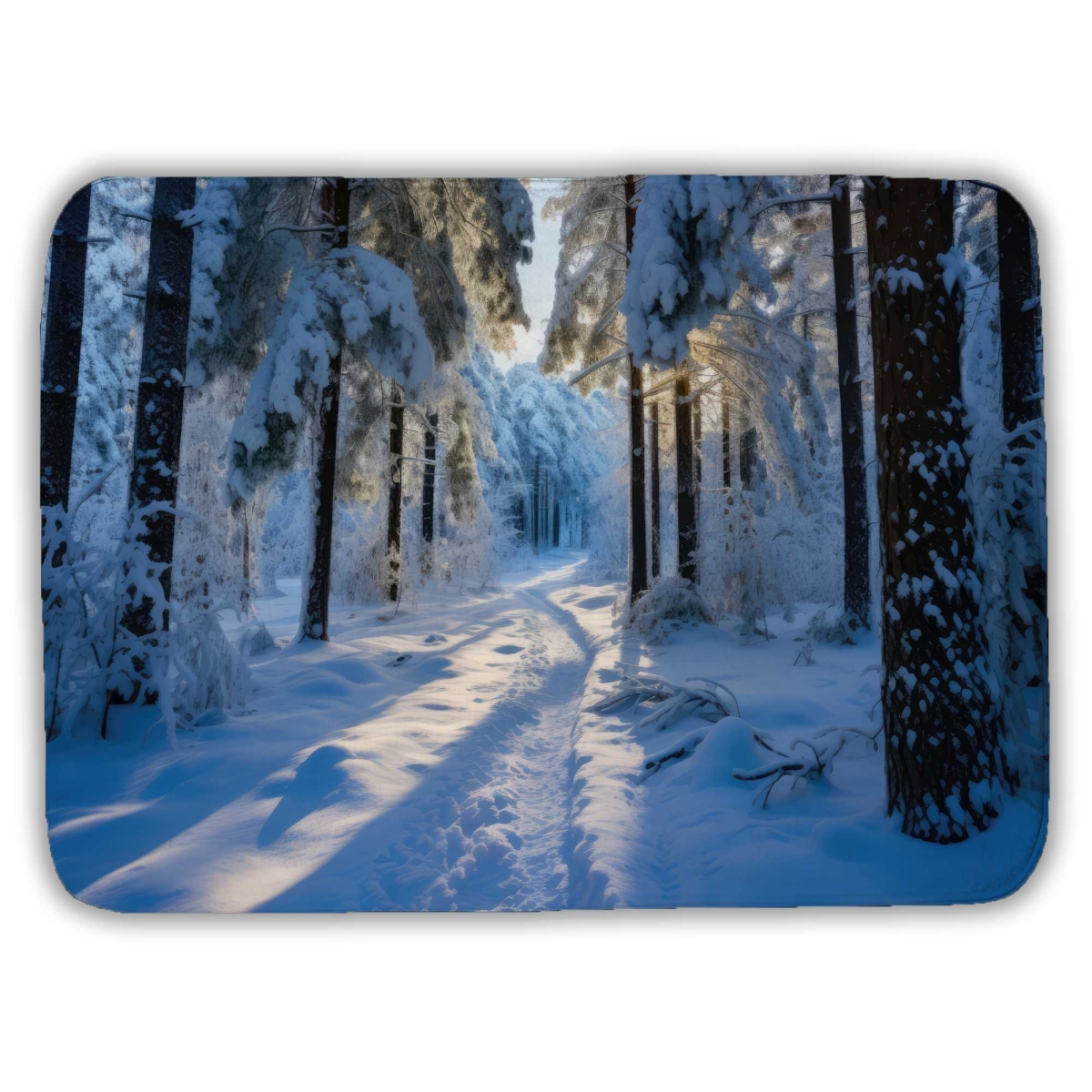 C1BM1724VSNYIU 17 x 24 in. Snowy Path Blue Bath Mat - Stylish Home Decor Accent