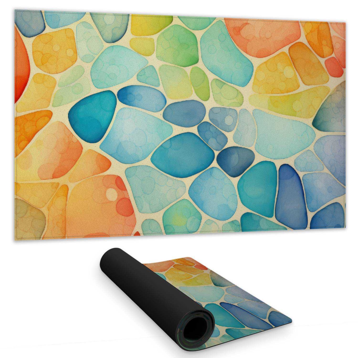 C1DM1424SYPO5R 14 x 24 in. Blobs Turquoise Gaming Mat - Stylish Home Decor Accessory