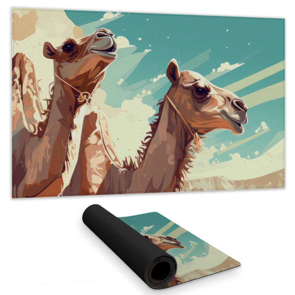 Concius Sales C1DM1424W9SLK8 14 x 24 in. Two Camels Gaming Mat - Stylish Home Decor Play Surface