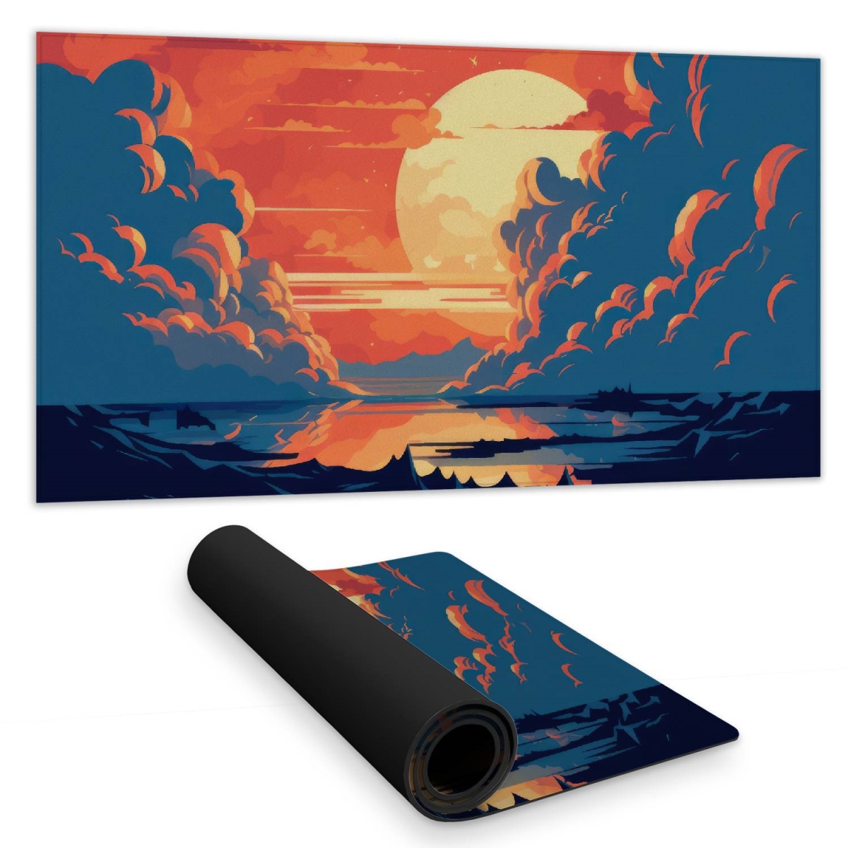 Concius Sales C1DM15315JYPLP 16 x 32 in. Orange and Blue Desk Mat - Stylish Home Decor Desk Accessory