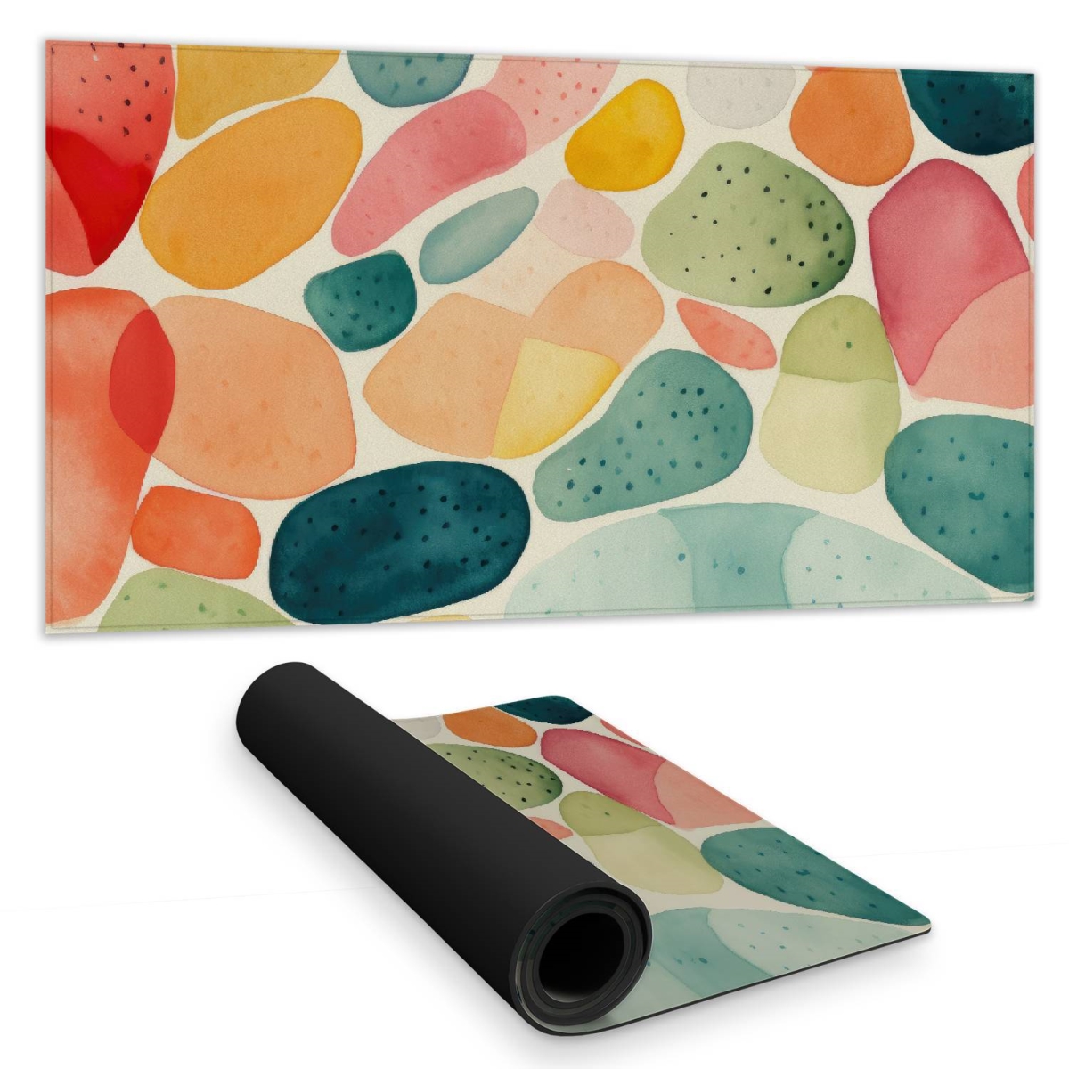C1DM1531E6AISI 16 x 32 in. Seedy Shapes Turquoise Desk Mat - Stylish Design