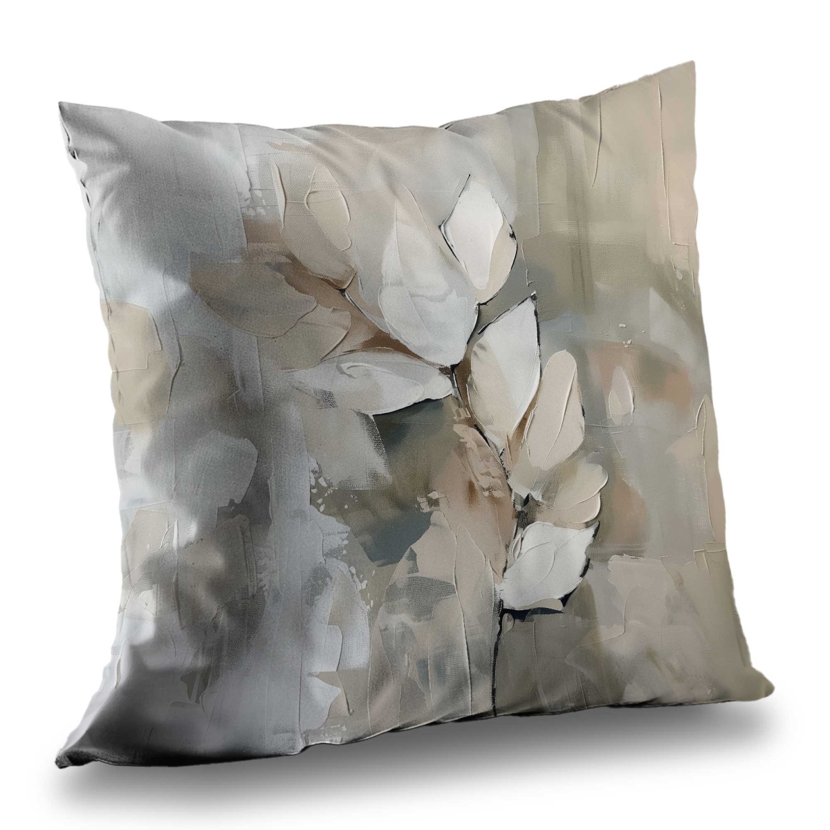 Concius Sales C1PC2020ULL6BB 20 x 20 in. Leaf White Poly Twill Throw for Stylish Home Decor - Insert NOT included