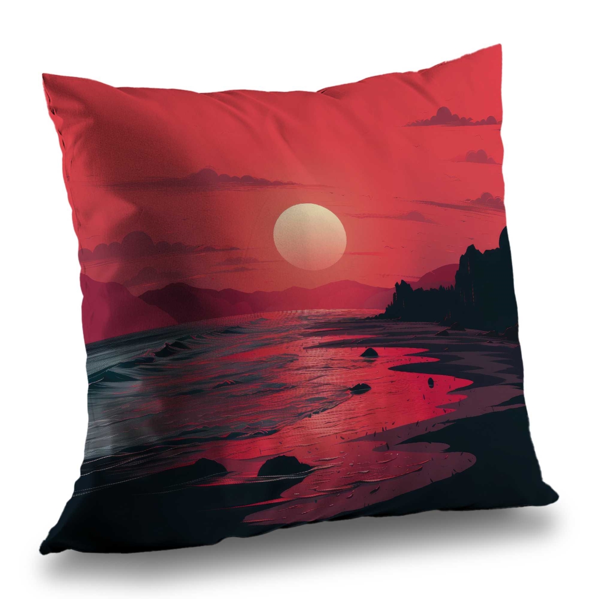 Concius Sales C1PC2626BXEDMO 26 x 26 in. Red Sky - Red Poly Twill Throw for Home Decor - Cozy Style - Insert NOT included