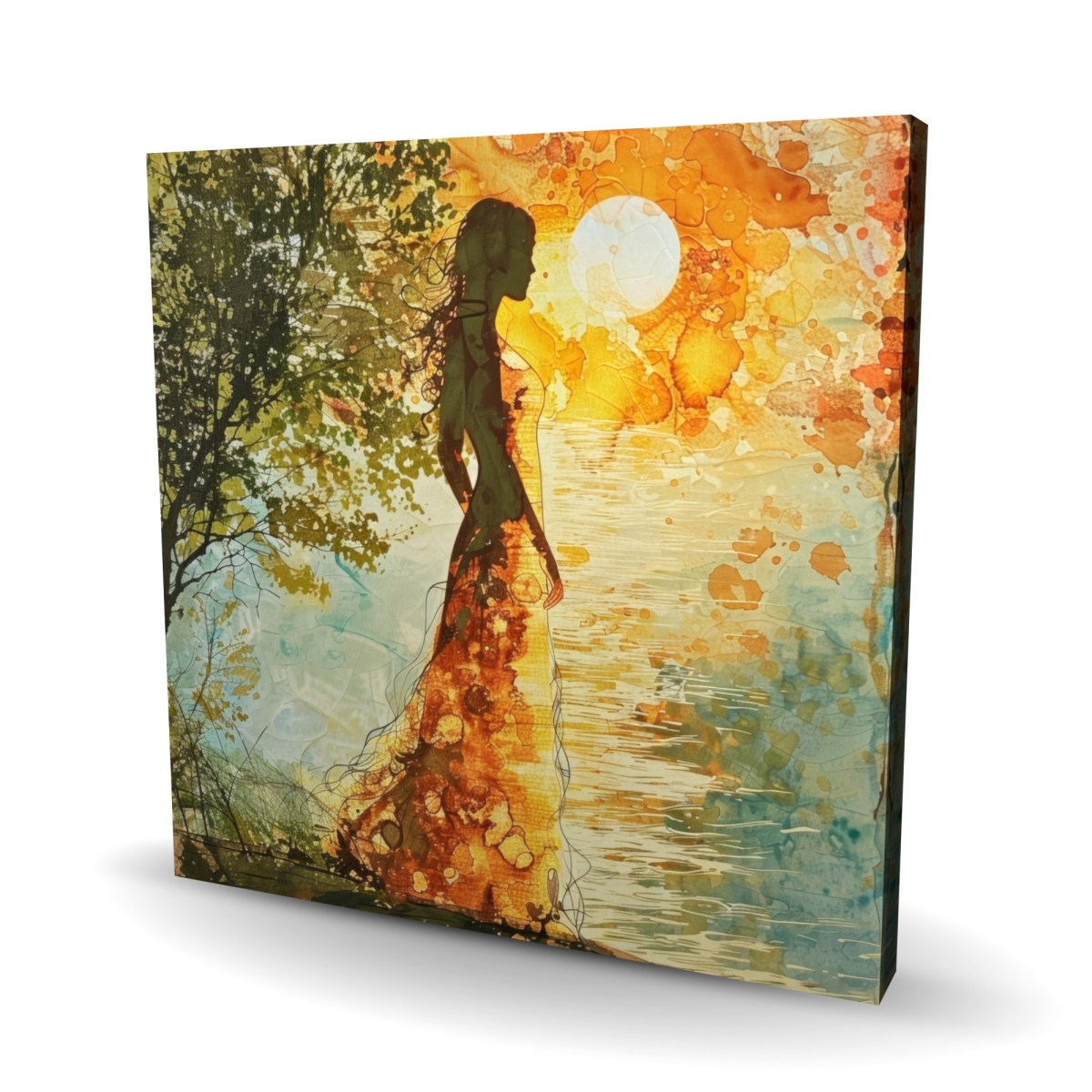 C1RC2424HEHJJD 24 x 24 in. Peaceful Sun - Turquoise Canvas Art for Home Decor
