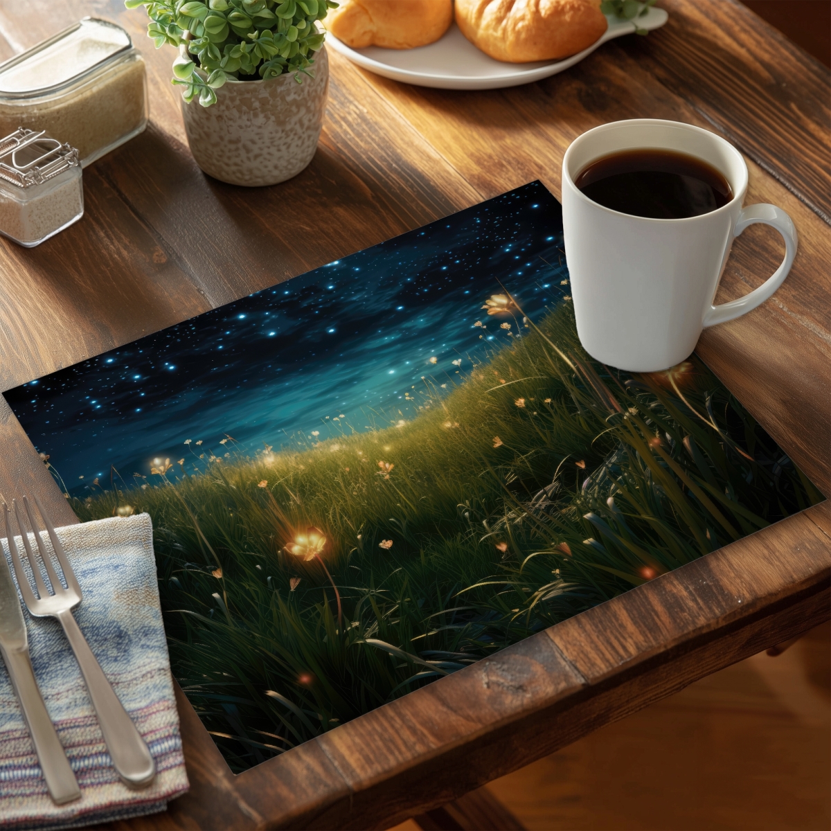 Picture of Conscious Sales C4PP1418Q5PVY3 14 x 18 in. The Night Sky Polyester Placemat - Stylish Home Decor