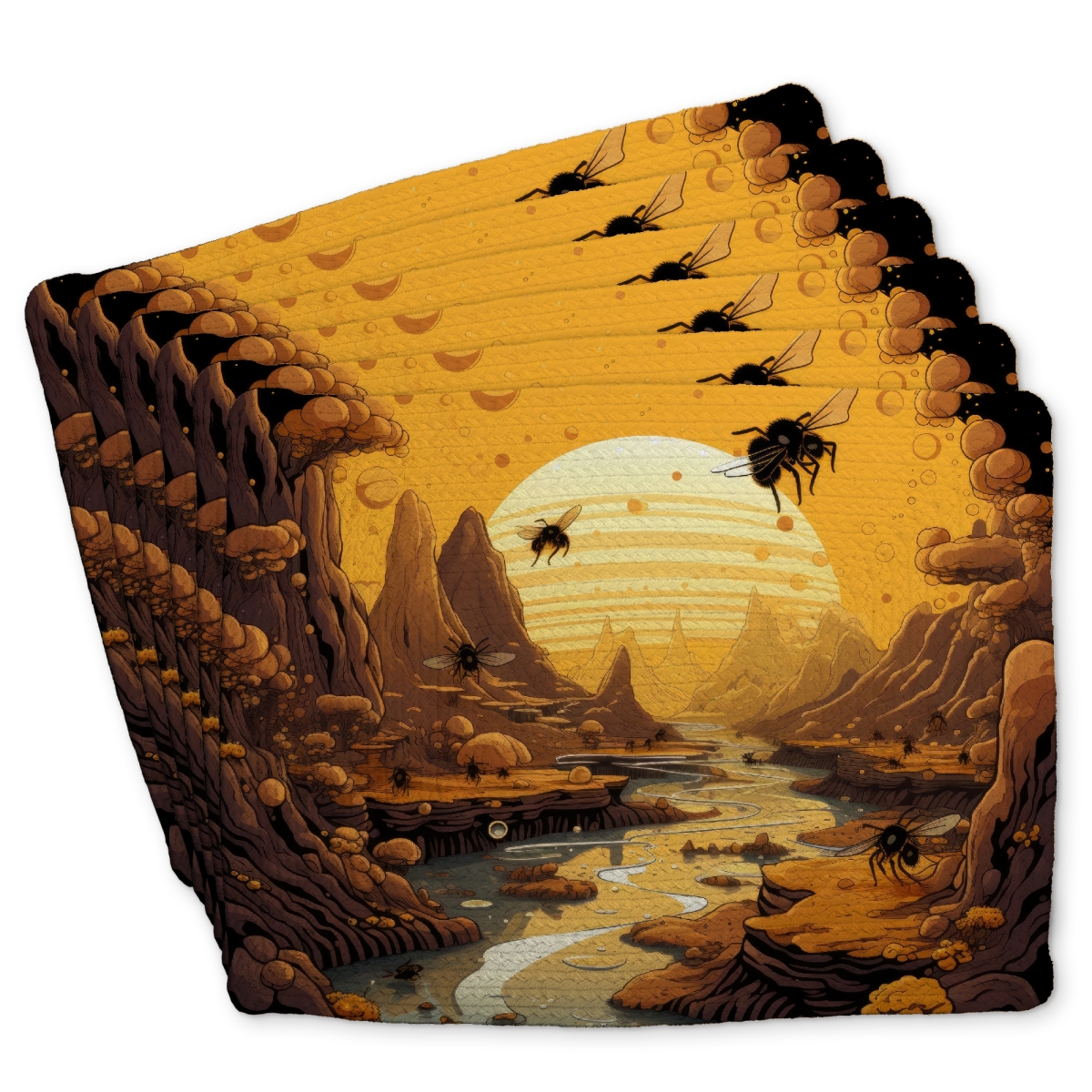 Picture of Conscious Sales C6BP14182A75PQ 14 x 18 in. Hive Mind Braided Polyester Placemat - Stylish Home Decor