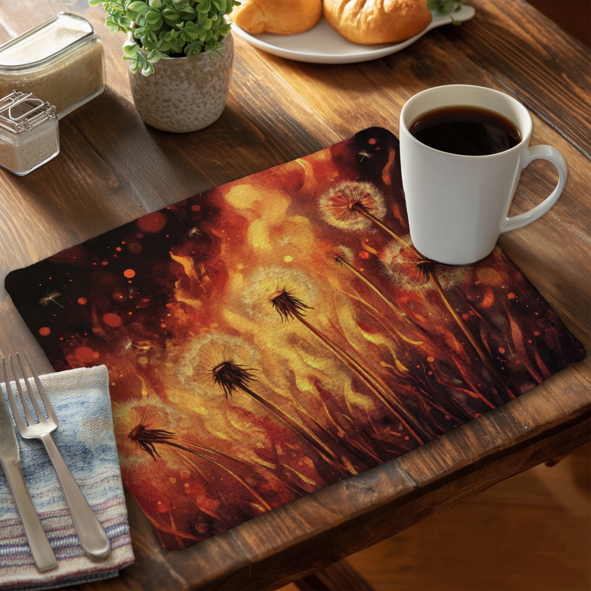 Picture of Conscious Sales C6BP141864B8AK 14 x 18 in. Dandy Fire Braided Polyester Placemat - Stylish Home Decor
